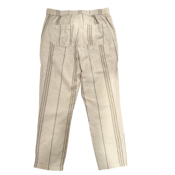 Anthropologie Seashore Pant Linen Blend Rope Tie Striped Women Small Casual Boho - Picture 2 of 8